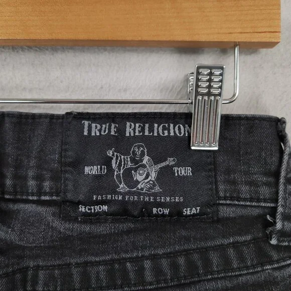 True Religion Jeans Mens 28 Black Rocco Relaxed Skinny Leg Flap Pocket Denim - Picture 9 of 13